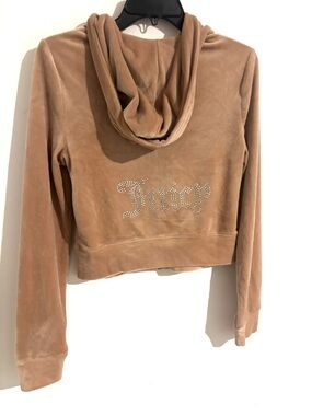 Juicy Couture Honey Gold velour zip up hoodie with rhinestone logo Size S